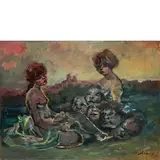 Siena 1898 - Roma 1989 / Senza titolo by Mino Maccari, oil on cardboard telato, offered Jun 2019
