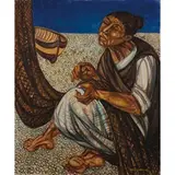 Giuseppe Migneco, Messina 1908 - Milano 1997 / Pescatrice, anni '70, oil on canvas