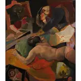 Ugo Attardi, Genova 1923 - Roma 2006 / Triste era l'accorto Gregorio quando violavano le aristocratiche, oil on canvas