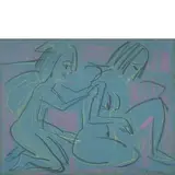 Ernst Ludwig Kirchner, Aschaffenburg 1880 - Frauenkirch 1938 / Zwei Knieende Madchenakte (Nudes Pastorale), 1920, mixed media on paper blu