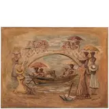 Massimo Campigli, Berlino 1895 - St. Tropez 1971 / Piccolo Affresco (Venezia-Gita in barca), 1941
