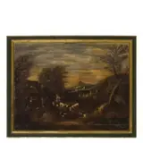 Alessio de Marchis, Paesaggio con figure e armenti, oil on canvas