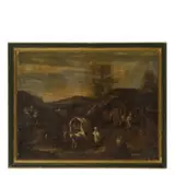 Alessio de Marchis, Paesaggio con figure, carro e armenti, oil on canvas