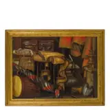 Antonio Tibaldi, Natura morta con stoffe, armatura e Croce dei Cavalieri di Malta, oil on canvas