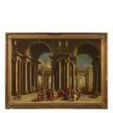 Alberto Carlieri, Capriccio architettonico con Cristo e l'adultera, oil on canvas
