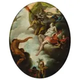 Gregorio De Ferrari, Psiche o Flora condotta in cielo da Mercurio, oil on canvas