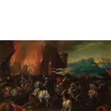 Vincent Adriaenssen, La conquista di Troia, oil on copper