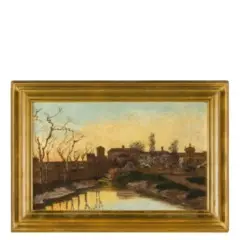 Roma, 1863 - 1947 / Paesaggio toscano all'alba / Firmato L Cecconi in basso a destra by Lorenzo Cecconi, oil on canvas, offered Dec 2019