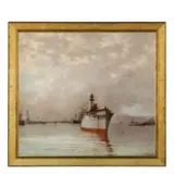 La Spezia, 1830 - 1904 / Navi nel porto / Firmato A Fossati in basso a destra by Agostino Fossati, oil on panel, offered Dec 2019
