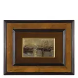 Federico Rossano, Napoli, 1835 - 1912 / Barche nel porto al tramonto / Firmato F Rossano in basso a destra