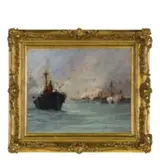 La Spezia, 1830 - 1904 / Nave nella nebbia / Firmato A Fossati in basso a sinistra by Agostino Fossati, mixed media on paper, offered Dec 2019