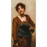 Giuseppe Magni, Pistoia, 1869 - Firenze, 1956 / Ritratto femminile / Firmato G Magni in basso a destra, oil tavola