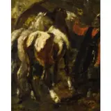 Alessio Issupoff, Viatka, 1889 - Roma, 1957 / Domatore caucasico con cavalli / Firmato Alessio Issupoff in basso a sinistra