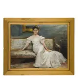 Carrara, 1865 - Sarzana, 1956 / Donna in abito bianco sul canapè / Firmato C Fontana in basso a sinistra by Carlo Fontana, pastel on paper, offered Dec 2019