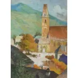 Genova, 1868 - 1952 / Paesaggio dell'entroterra ligure / Firmato C Bentivoglio in basso a destra by Cesare Bentivoglio, pastel on cardboard 67X49, offered Dec 2019