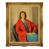 Pietro Dodero, Genova, 1882 - 1967 / Giovane donna con il cappotto rosso / Firmato P Dodero e datato '58 in basso a destra, oil on canvas