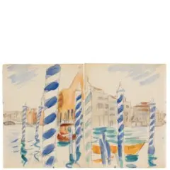 Anselmo Bucci, Fossombrone 1887 - Monza 1965 / Traghetto S. Benedetto, 1932, pencil and acquarello on paper