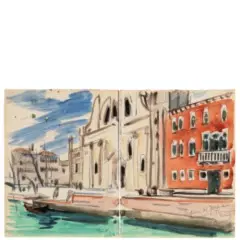 Anselmo Bucci, Fossombrone 1887 - Monza 1965 / Sestiere di Dorsoduro, Parrocchia S. Trovaso, 1932, pencil and acquarello on paper