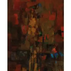 Perugia 1924 - Roma 1993 / Pastore delle nubi, 1974 by Enzo Brunori, oil on panel, offered Dec 2019