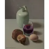 Ugo Celada da Virgilio, Cerese di Virgilio 1895 - Varese 1995 / Natura morta con uovo, vaso, fungo e bicchiere