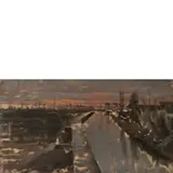 Giacomo Balla, Torino 1871 - Roma 1958 / Vasca a Villa Borghese al tramonto, 1926, oil on tavoletta