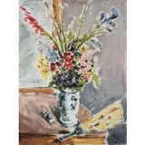 Ferrara 1896 - Milano 1956 / Vaso di fiori con ventaglio, 1942 by Filippo de Pisis, oil on canvas, offered Dec 2019