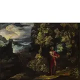 Paul Bril, Paesaggio con San Giovanni Battista, oil on canvas