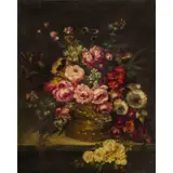 Michele Antonio Rapous, Coppia di vasi fioriti, oil on canvas