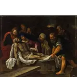 Sante Peranda, Deposizione, oil on panel