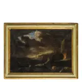 Antonio Marini, Marina in tempesta, oil on canvas