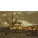 Francesco Tironi, Veduta dell'isola di San Giorgio / Piazza San Marco, oil on canvas