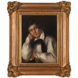 Ritratto di gentiluomo con camicia bianca e fiocco nero by Giovanni Carnovali Detto Il Piccio, oil on canvas, offered Mar 2020
