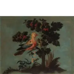 Carlo Antonio Raineri, Natura viva su fondo azzurro con agrifoglio e fiori, oil on canvas