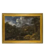 Paesaggio fluviale con cascata e figure by Pieter Mulier detto Il Tempesta, oil on canvas, offered Mar 2020