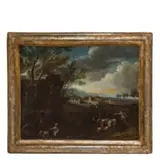 Cornelio Brusco, Paesaggio pastorale, oil on canvas
