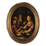 Godfried Schalcken, Natività, oil on copper ovale