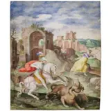 Geronimo Castello, San Giorgio uccide il drago (da Giulio Clovio), tempera and oro on pergamena