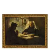 John Reid, Edimburgo, 1851 - Londra 1926 / Interno con figure / Firmato John R. Reid in basso a sinistra, oil on canvas