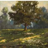 Nicola Ciletti, San Giorgio la Molara, 1883 - 1967 / Paesaggio con gregge / Firmato N Ciletti in basso a sinistra, oil on canvas