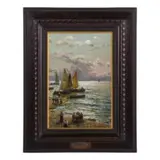 Federico Morello, Napoli 1885 - ? / Vele nel golfo / Firmato F Morello in basso a destra, oil on tavoletta