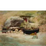 Antonino Leto, Monreale, 1844 - Capri, 1913 / Donna sulla spiaggia / Firmato A Leto in basso a sinistra, oil on tavoletta