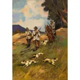 Livorno, 1898 - Valdana di Portoferraio, 1981 / Battuta di caccia / Firmato C Domenici in basso a destra by Carlo Domenici, oil on cardboard, offered Mar 2020