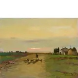 Livorno, 1889 - 1973 / Contadino con gregge / Firmato C Filippelli in basso a destra by Cafiero Filippelli, oil on panel, offered Mar 2020