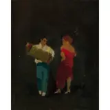 Livorno, 1883 - 1979 / Festa danzante / Firmato R Natali in basso a destra by Renato Natali, oil on tavoletta, offered Mar 2020