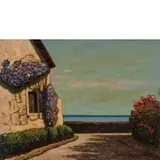 Livorno, 1881 - 1967 / Scorcio marino con casolare / Filmato G Romiti in basso a destra by Gino Romiti, oil on cardboard, offered Mar 2020