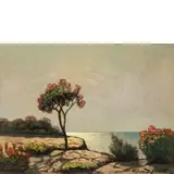 Livorno, 1881 - 1967 / Marina al sorgere del sole / Firmato G Romiti in basso a destra by Gino Romiti, oil on cardboard, offered Mar 2020