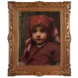 Roberto Fontana, Milano, 1844 - 1907 / Bimba con foulard / Firmato R Fontana in alto a sinistra