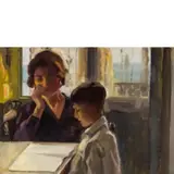 Evasio Montanella, Pra', 1878 - 1940 / La lezione / Firmato E Montanella in basso a sinistra, oil on panel