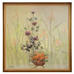 Michel Henry, Fleurs de Capucines, Oil on Canvas