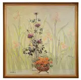 Michel Henry, Fleurs de Capucines, Oil on Canvas